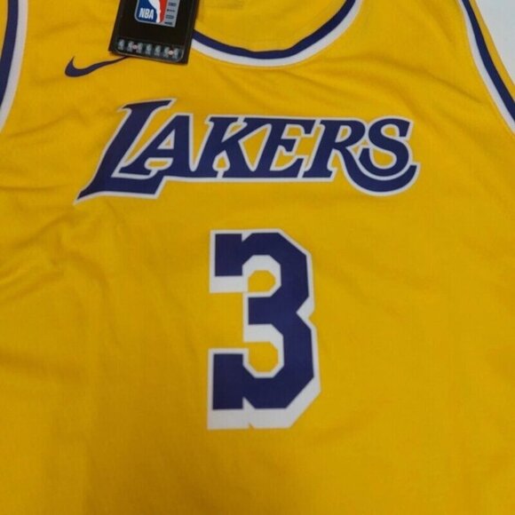 Nike Los Angeles Lakers Swingman Jersey Boys XL 18/20 Anthony Davis #3 Gold - Picture 3 of 8